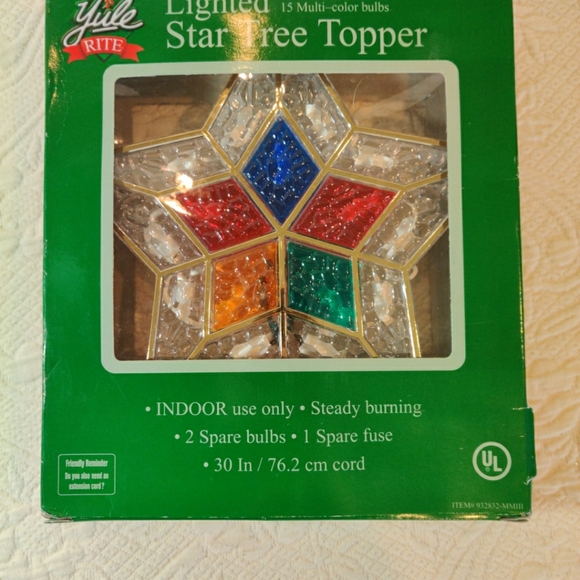 Yule Rite Lighted Star Tree Topper Multicolor Bulbs Indoor Use, New Boxed - Picture 3 of 4